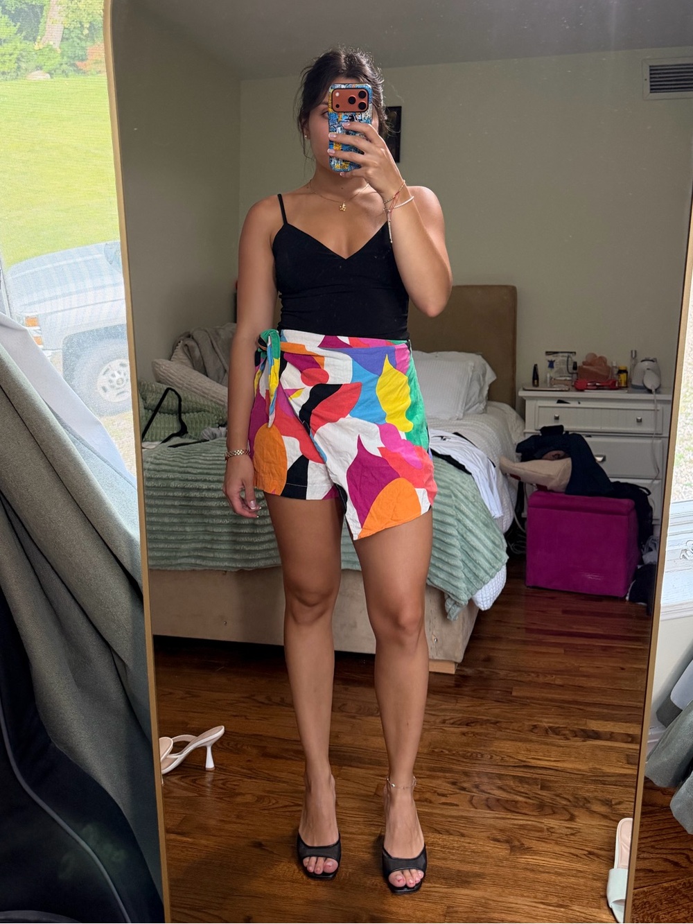a new day Multicolor Abstract Tie-Waist Mini Skort